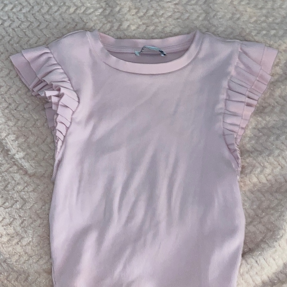 zara pink ruffle top